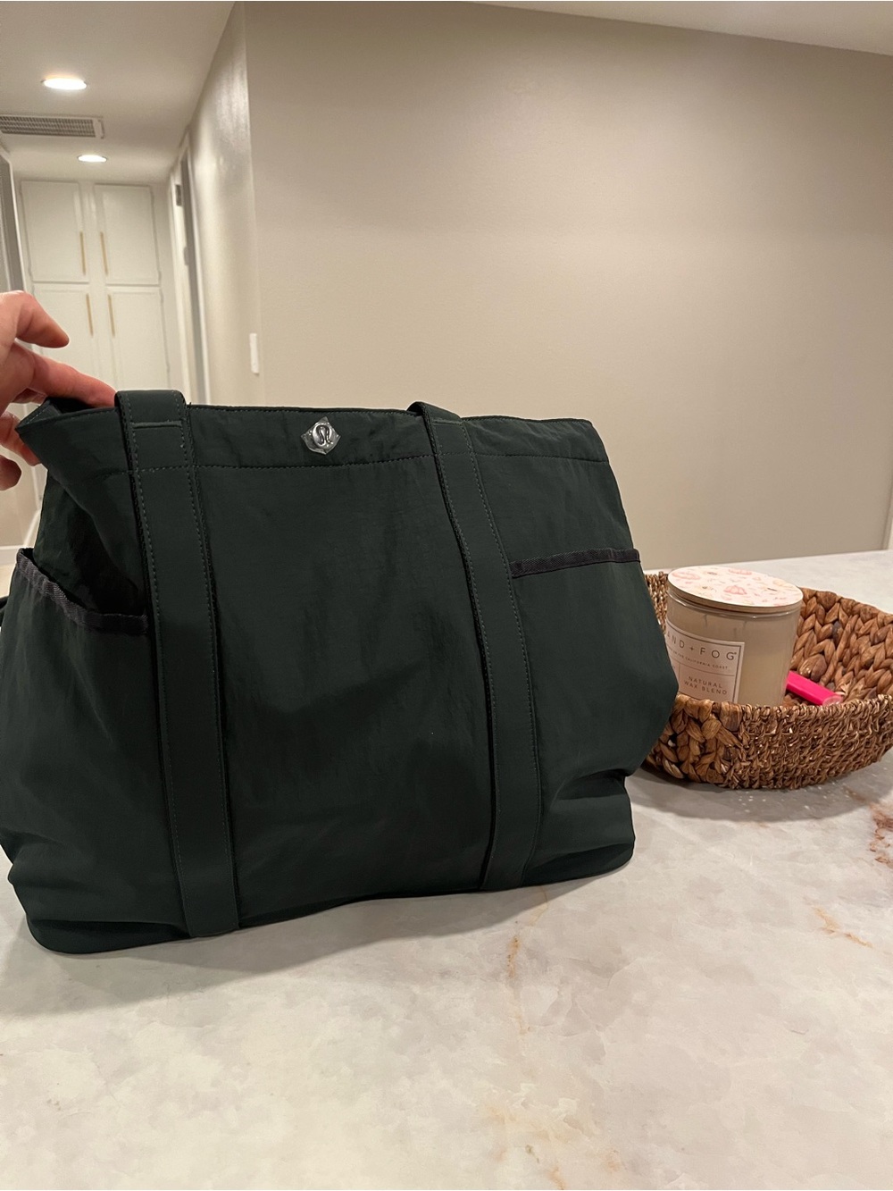 lululemon athletica forest green Tote